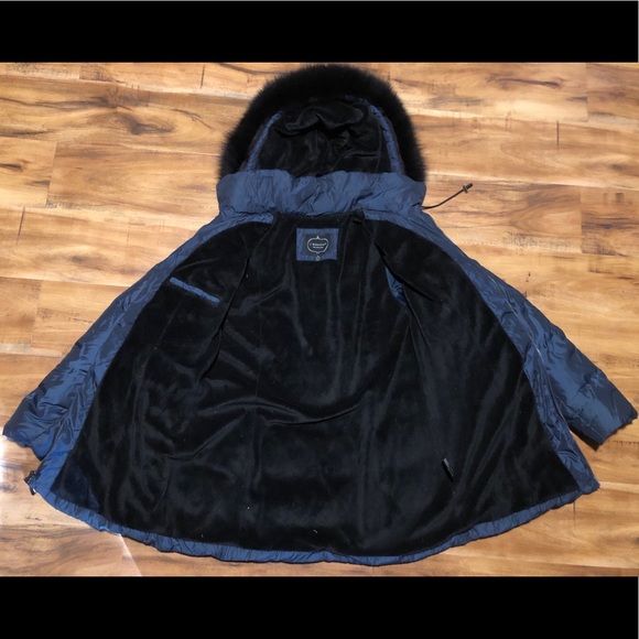 1 Madison Luxe Outerwear Navy Blue Jacket Size M Fox Fur - Picture 5 of 8